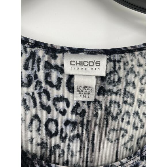 Chico’s Travelers Leopard Tunic Top Travel Classic Stretchy Size 16 - Picture 3 of 3